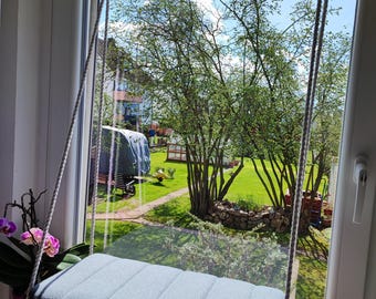 Raamzitplaats voor katten. Kattenmand. XXL raamzitplaats voor katten. Hangende zitplaats voor Maine Coons. Kattenhangmat. Kattenmand voor bij het raam. Kattenplank voor bij het raam.