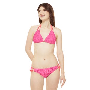 Pink leopard print strappy bikini set
