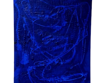 Yves Klein ultramarine blue matte intense vivid painting monochrome abstract minimalist wall sculpture decoration handmade