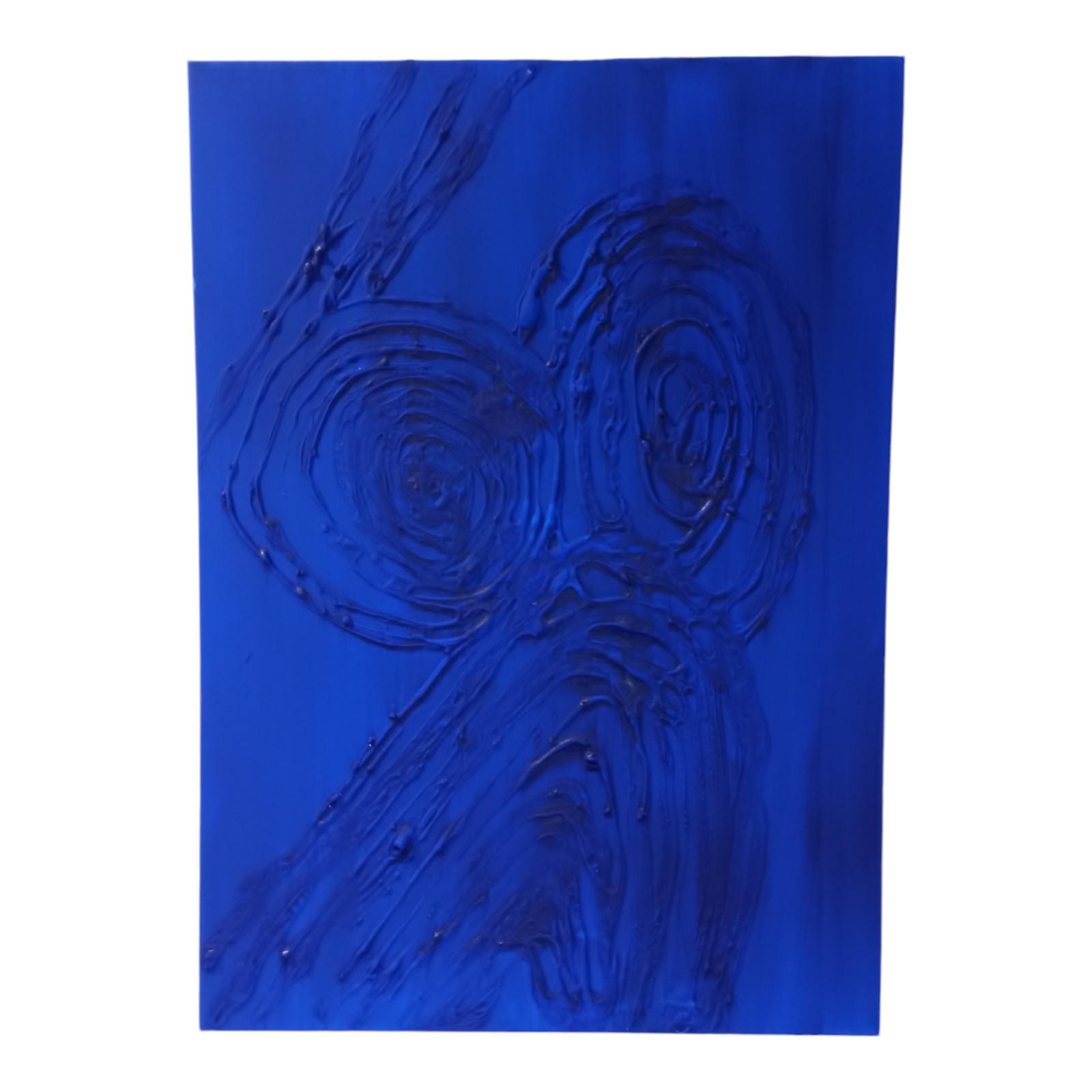 Yves Klein Ultramarinblau matt intensiv lebendig Malerei monochrome abstrakte minimalistische Wandskulptur Dekoration handgefertigt modern Bobo
