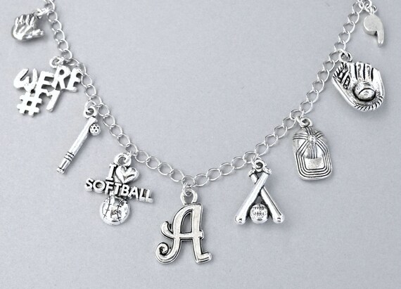 Baseball Softball Bat Ball Glove Shoe Charm for Bracelet or Necklace Jewelry