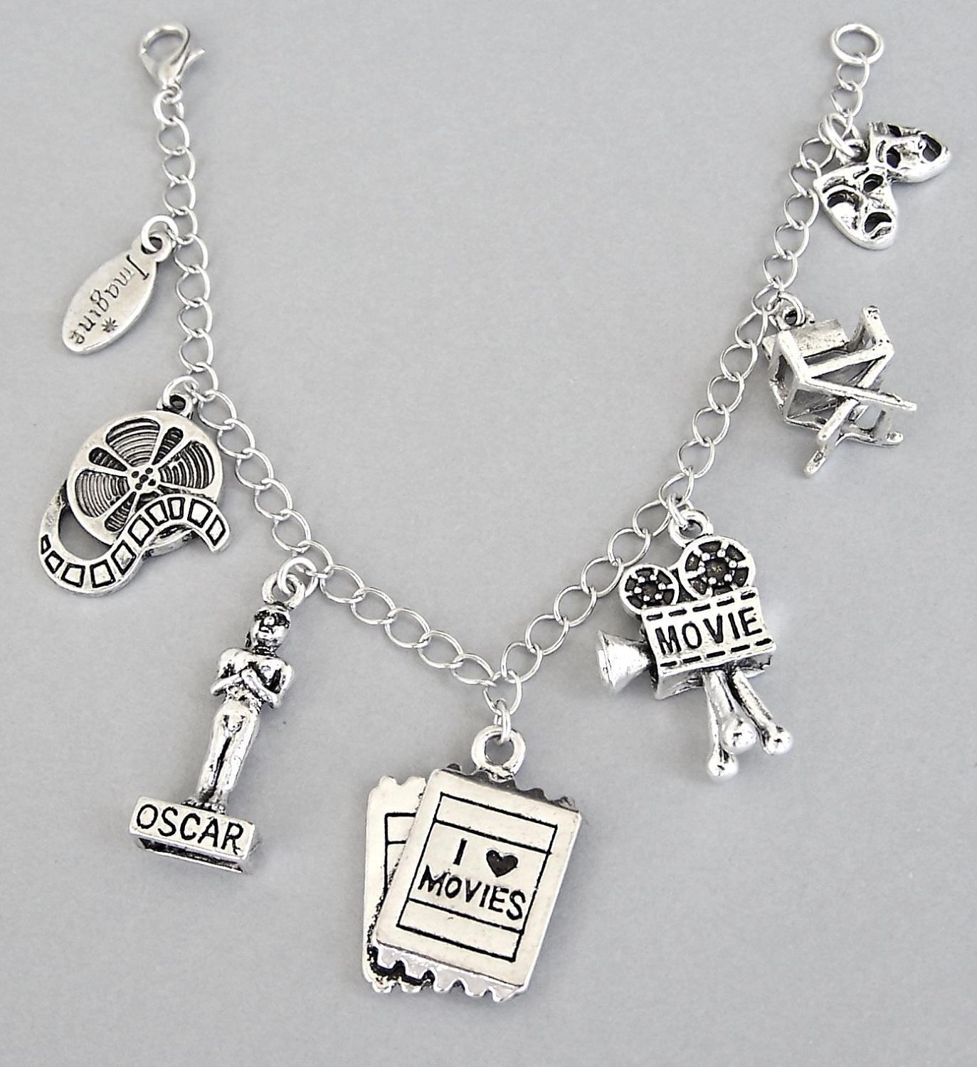 Movies charm bracelet or movie theme necklace love movies Etsy