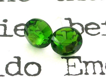 Fern Green Swarovski crystal stud earrings, 7mm bright green studs, birthday gift for her