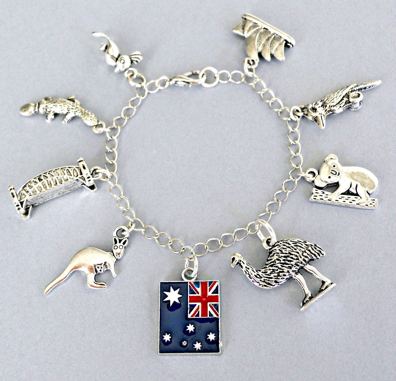Australia Charm Bracelet Australia Necklace Kangaroo Etsy
