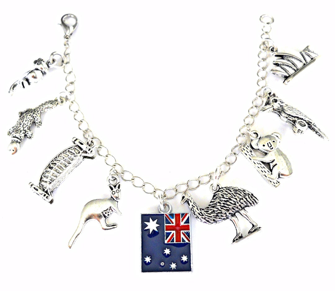Australia Charm Bracelet Australia Necklace Kangaroo Etsy