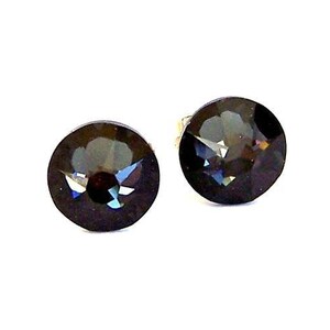 Graphite Swarovski crystal studs, 1/4 inch sparkly grey black post earrings, 7mm black studs