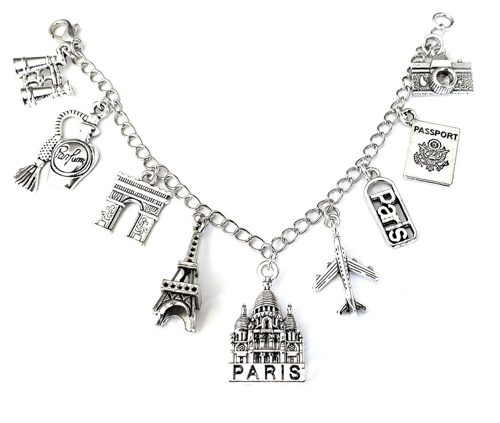 Paris Charm Bracelet Paris Necklace France Eiffel Tower Etsy