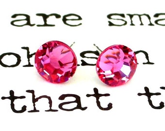 Swarovski crystal Rose stud earrings, 7mm rose pink posts, pink Swarovski crystal, pink Swarovski studs, pink crystal studs