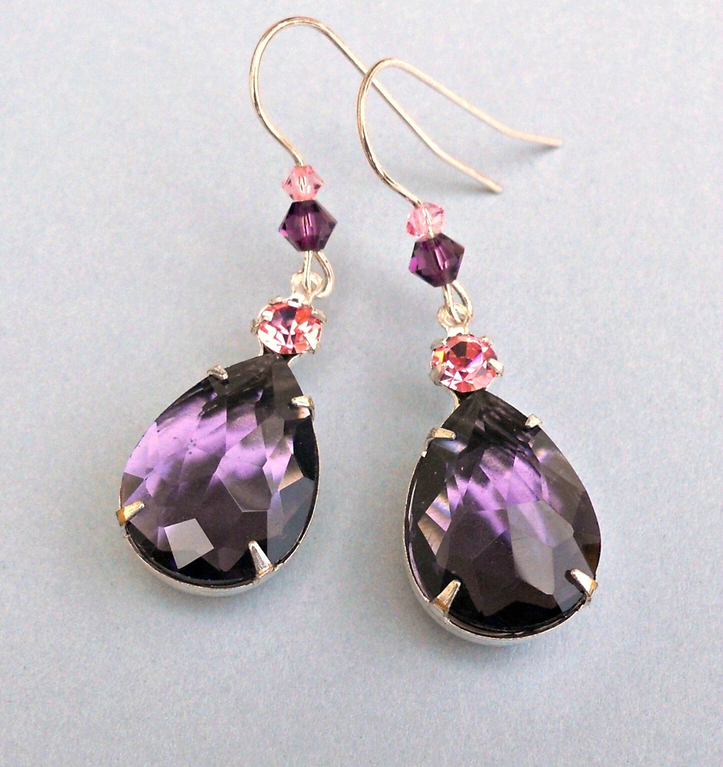 PURPLE AMETHYST EARRINGS, Purple Rhinestone Stud Earrings, Dark Purple Stud  Earrings, Earrings, Purple Stud Crystal Earrings,. - Etsy