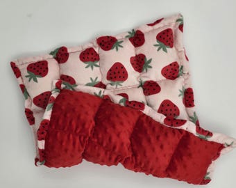 Strawberry doubled minky Sensory Weighted Lap Pad blanket for Kids/Adults 2- 5 Pounds) - for Home, Clinic, or Classroom.