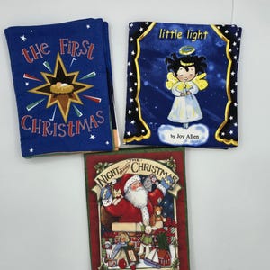 3 Christmas Cloth Book with Christmas Stories , baby soft book , cloth book holidays story book