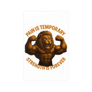 Strength and Motivation Wall Art - Lion Poster, Fitness Decor, Inspirational Wall Art, Gym Motivation, Home Office Decoration