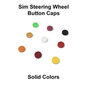 May include: Assortment of solid color button caps for a sim steering wheel. The colors include red, orange, yellow, green, white, black, brown, and maroon.