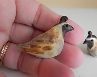 one tiny ceramic quail miniature bird