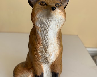 handsome fox, spirit animal, stoneware statue