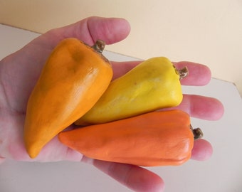 1 orange porcelain pepper, faux food, photo styling, fall display