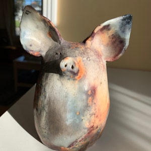 pit fired pig, ceramic pig, pet pig image 1