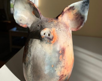 pit fired pig, ceramic pig, pet pig