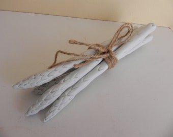 white porcelain asparagus spears bundle