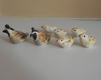 tiny ceramic quail family miniature birds