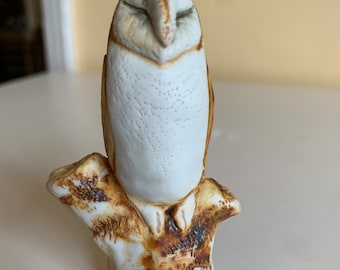 porcelain sleepy barn owl miniature figurine