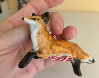 porcelain fox ornament, woodland animal