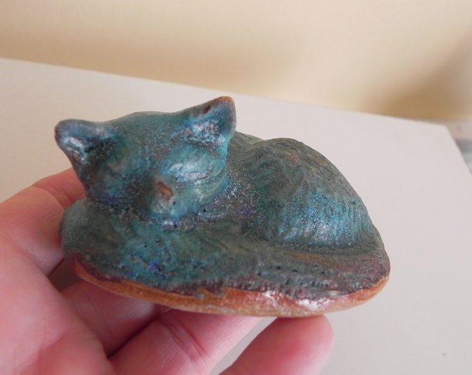 Sleepy Blue Cat Statue Figurine Sculpture Etsy