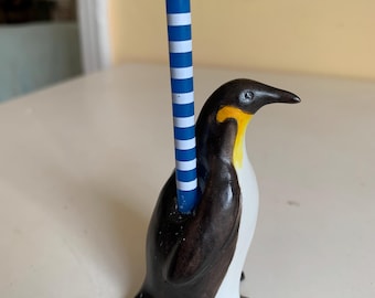 emperor penguin birthday candle holder