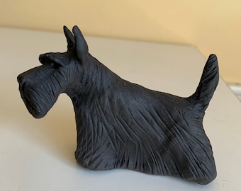 scottie dog, scottish terrier, black clay dog figurine