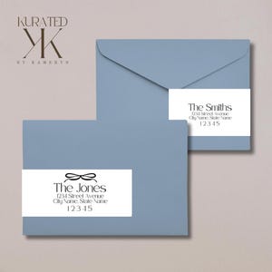 Etiquetas de dirección elegantes / Etiquetas de dirección envolventes con lazo / Elegantes y atemporales