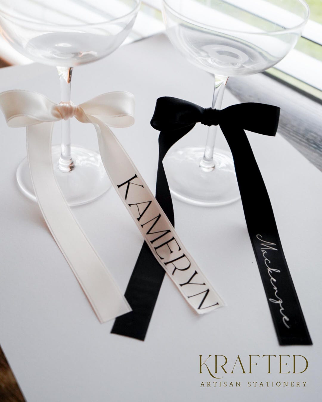 Ribbon Name Place Tag | Personalized Drink Tags | Bow Place Cards - Etsy
