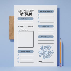 All About My Dad – Father’s Day Printable PDF | Kid’s Father's Day Activity | Instant Download