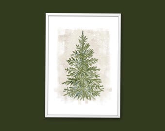 Snowy Spruce Christmas Tree Print: Winter Watercolor Wall Art (Digital Download)