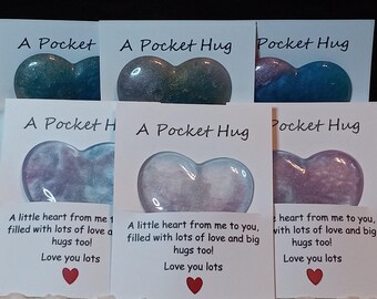 Resin Pocket Heart 2 Inch-Handmade Heart Token Gift, Anxiety Comfort Gift, Keepsake Love Stone, Small Heart Gift For Her, Inspirational Gift