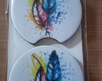 Personalized Car Coasters, Custom Car Cup Holder Coasters, Absorbent Neoprene Car Accessories, Cute Gift For Her, Auto Interior Decor