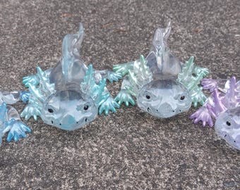 Axolotl Resin Figurine-Handcrafted Adorable Amphibian Friends.