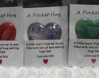 Resin Pocket Heart 2 Inch-Handmade Heart Token Gift, Anxiety Comfort Gift, Keepsake Love Stone, Small Heart Gift For Her, Inspirational Gift