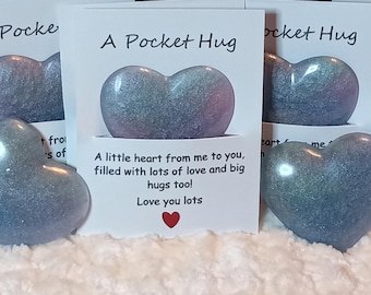 Resin Pocket Heart 2 Inch-Handmade Heart Token Gift, Anxiety Comfort Gift, Keepsake Love Stone, Small Heart Gift For Her, Inspirational Gift