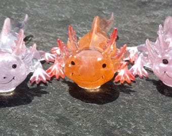 Axolotl Resin Figurine-Handcrafted Adorable Amphibian Friends.