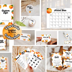 Ein Little Cutie Babypartyeinladungs-Set, bearbeitbare Geschlechtsneutrale Babypartyeinladung, A Little Cutie ist auf dem Weg Canva Sofort-Download