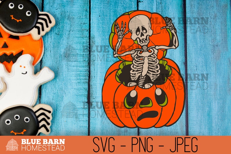 Download Vintage Halloween Skeleton Pumpkin SVG SVG File Digital | Etsy