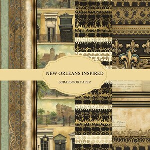 New Orleans inspiriertes Scrapbook-Papier - Jazz, French Quarter & Mardi Gras druckbare Hintergründe für Journals, Crafts und Party Decor