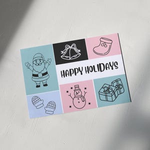 biglietti di auguri, biglietti di buon natale, biglietti di buone feste, biglietti di auguri per le feste, blu rosa, bianco, nero, biglietti di auguri semplici, biglietti stagionali