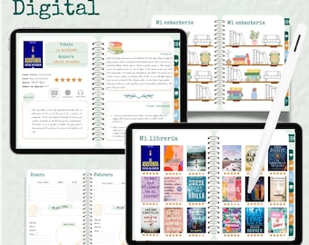 Diario de lectura digital español • Registro lecturas • Reading Journal digital • Planificador Lecturas y Libros • Seguimiento libros