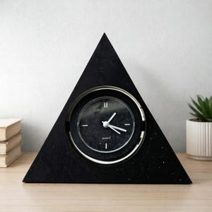 Black Bedside Clock, Unique Desk Accent, Modern Eclectic Decor