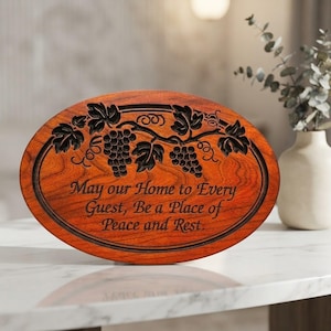 Amish Wood Plaque, Rustic Cherry Oval Scripture Wall Art