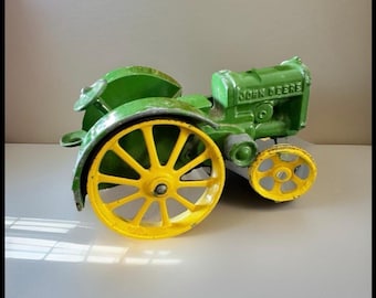 Vintage John Deere Toy Tractor: Cast Iron, Green & Yellow