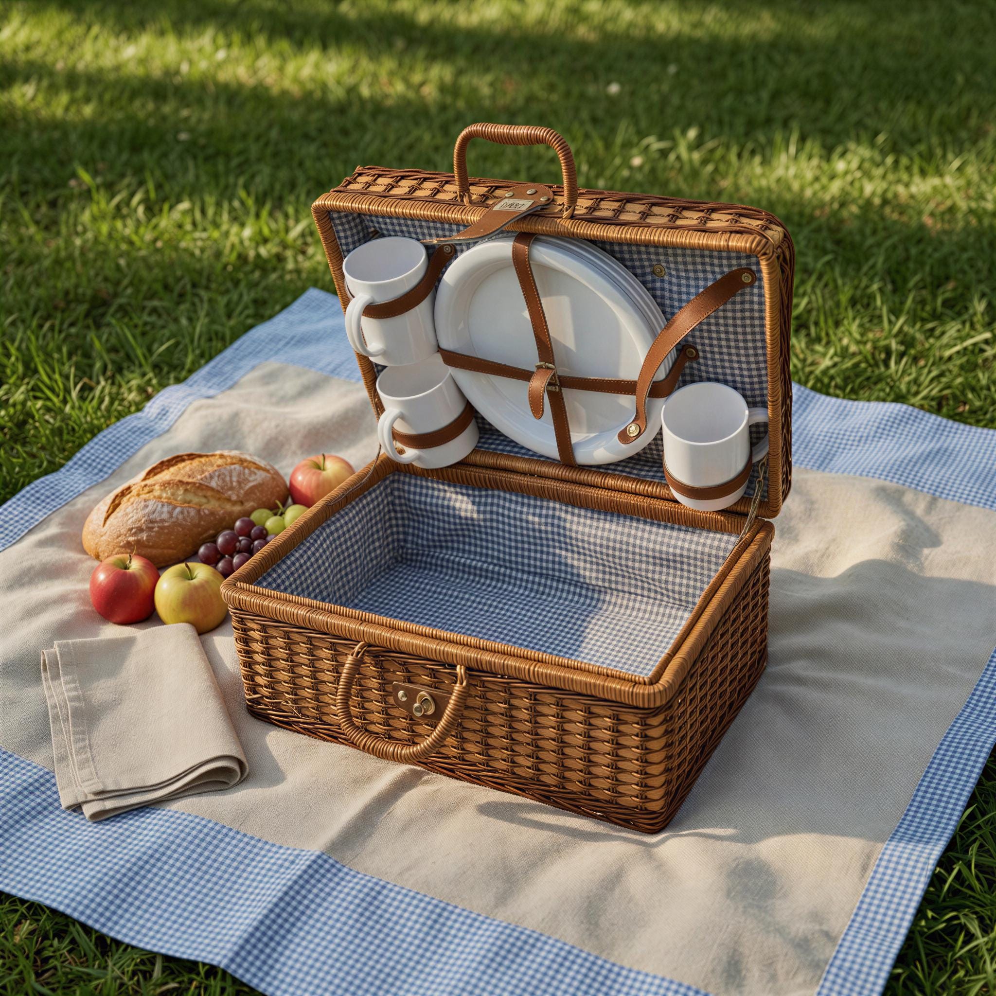 Vintage Blue Picnic Basket - Etsy