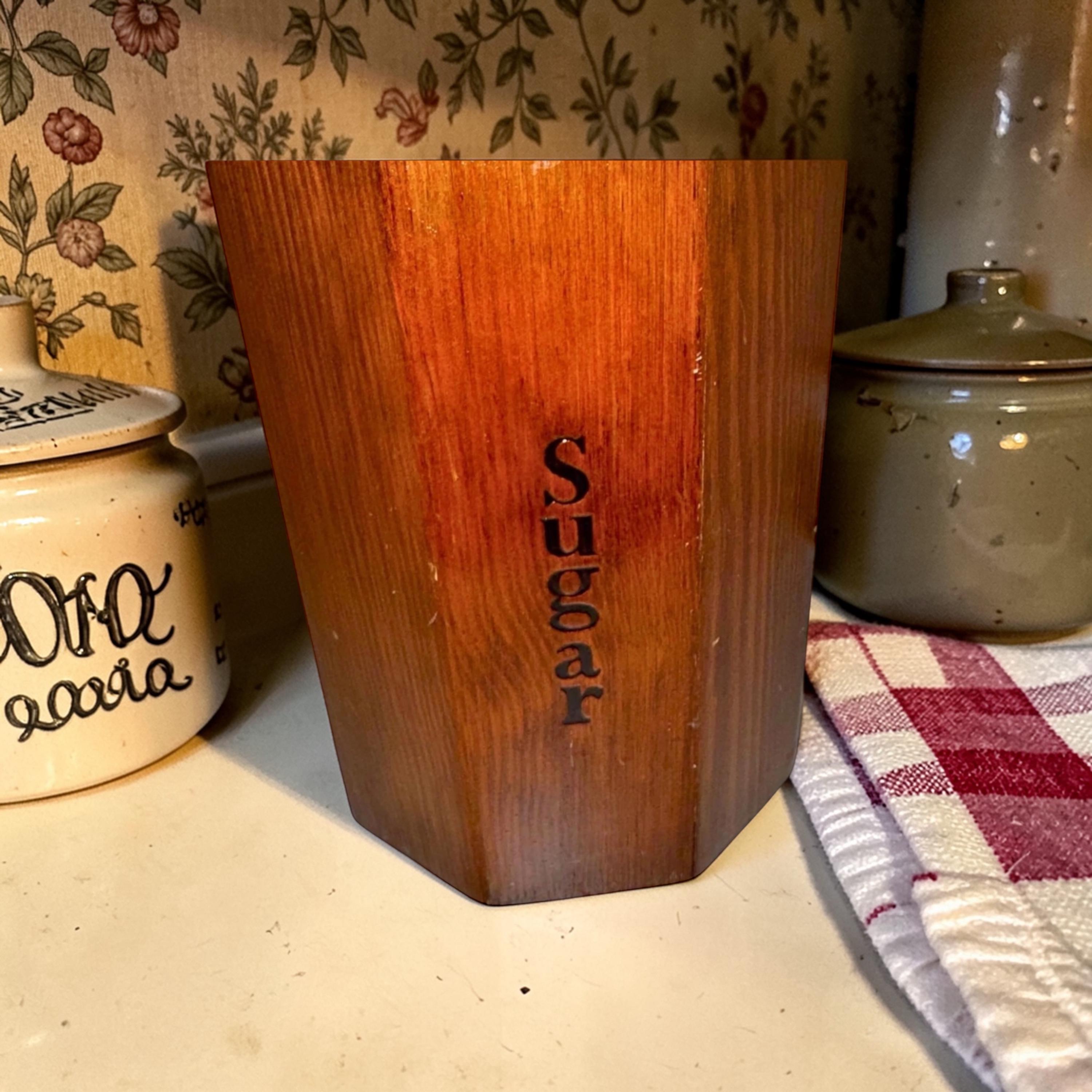Boîte à Sucre Ancienne En Bois Et Cuivre - France 1960/70 - Décor Cuisinier