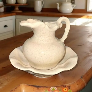 White Pitcher & Basin Bowl - Etsy